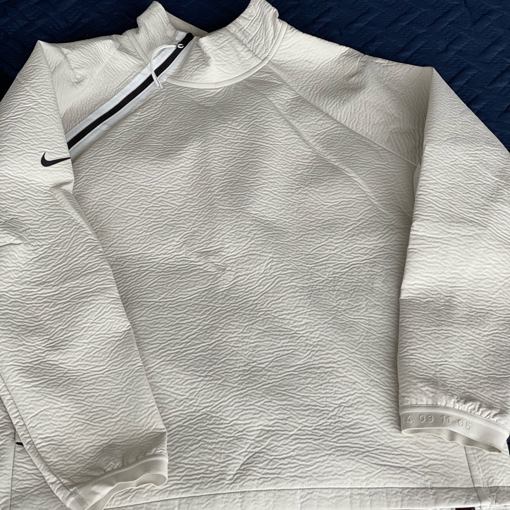 Nike light bone textured tech fleece pullover L XL